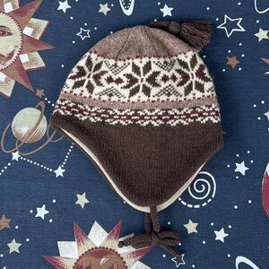 Woolrich 100% Wool Knit Fairisle Tassel Top Winter Hat Children’s One Size